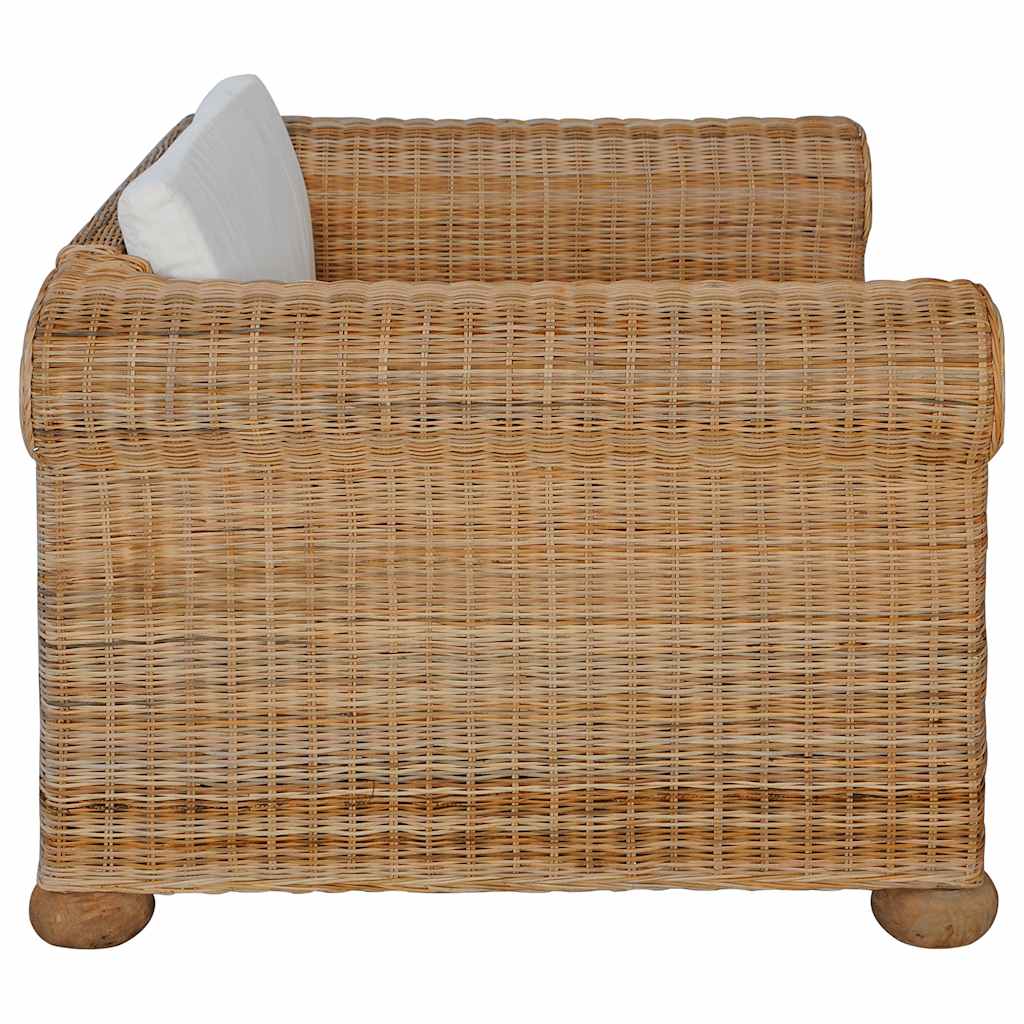 Lænestol Med Hynder Naturlig Rattan - Billede 4