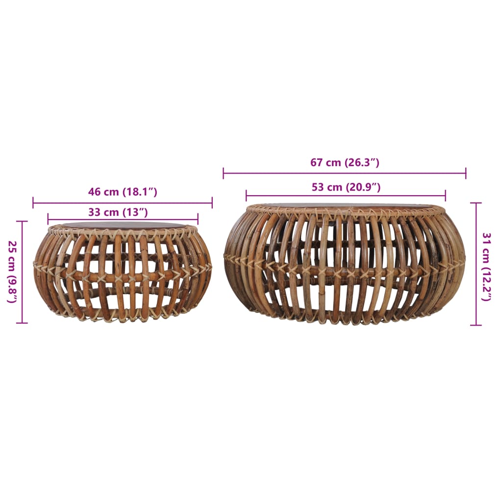 Sofaborde 2 Stk. Naturlig Rattan - Billede 9