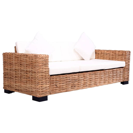 3-Personers Havesofa Naturligt Rattan