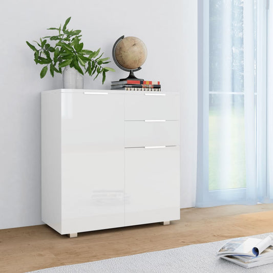 Skænk 71 X 35 X 80 Cm Konstrueret Træ Højglans