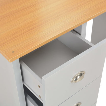 Toiletbord Med Spejl Og Skammel 104x45x131 Cm Grå - Billede 10