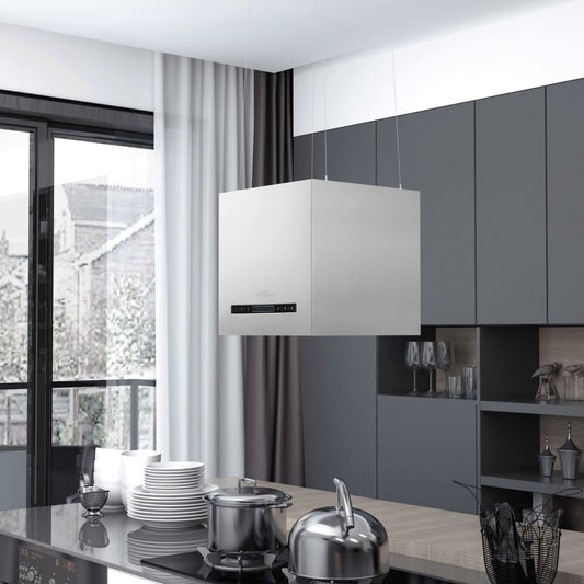 Hængende Ø-Emhætte Med Touchsensor Lcd Rustfrit Stål