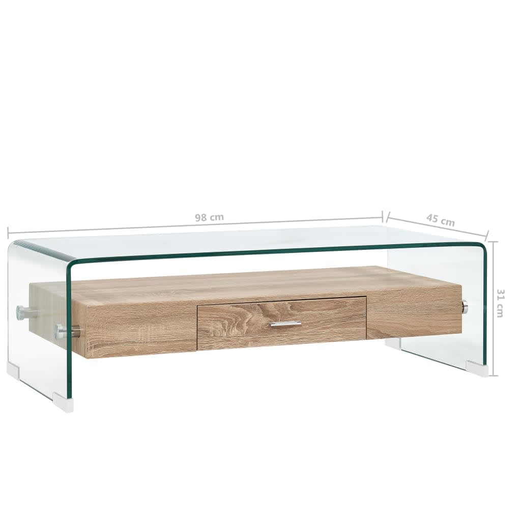 Sofabord 98 X 45 X 31 Cm Hærdet Glas Transparent - Billede 6