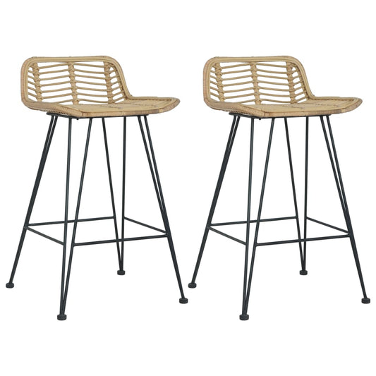 Barstole 2 Stk. Rattan Naturfarvet