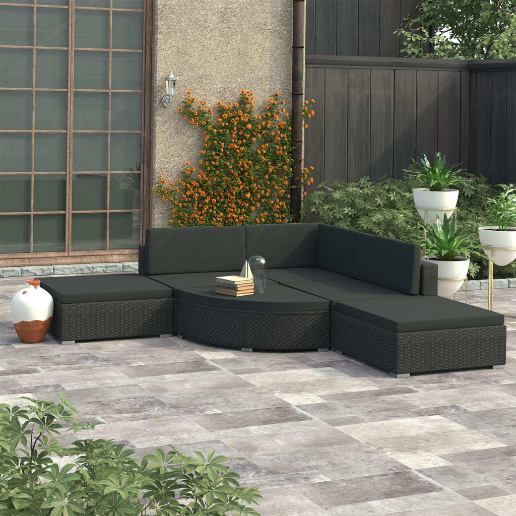 Loungesæt Til Haven 6 Dele Med Hynder Polyrattan