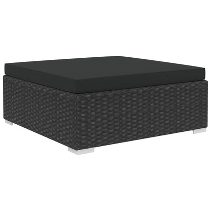 Loungesæt Til Haven 5 Dele Med Hynder Polyrattan Sort