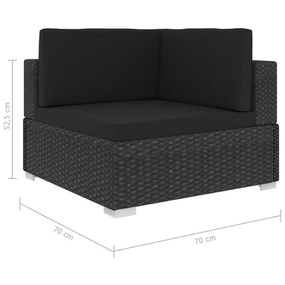Loungesæt Til Haven 5 Dele Med Hynder Polyrattan Sort