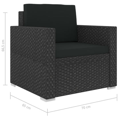 Haveloungesæt 12 Dele Med Hynder Polyrattan Sort