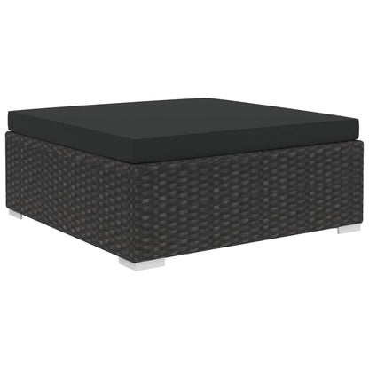 Haveloungesæt 12 Dele Med Hynder Polyrattan Sort