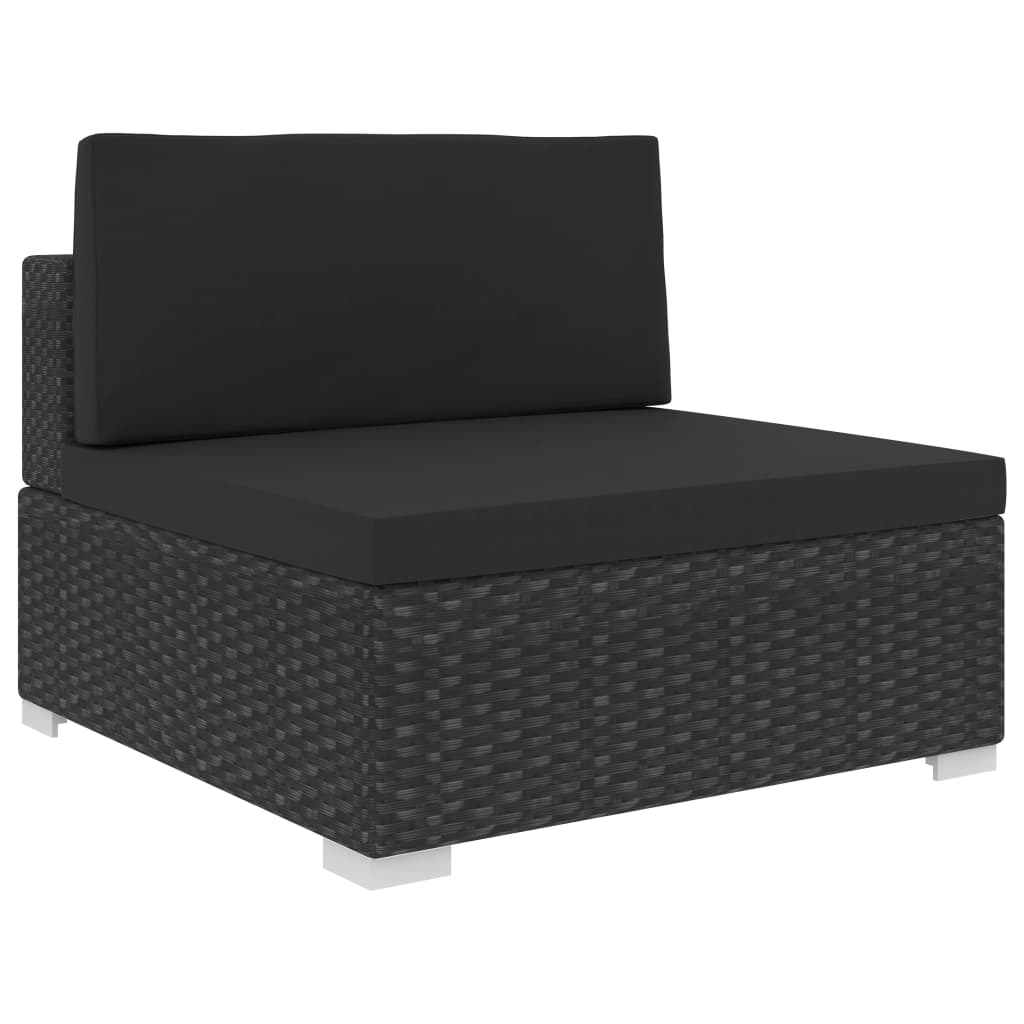 Haveloungesæt 12 Dele Med Hynder Polyrattan Sort