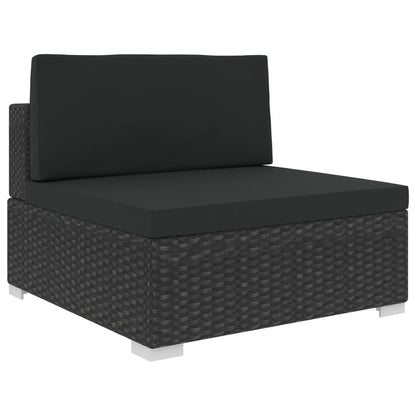 Haveloungesæt 12 Dele Med Hynder Polyrattan Sort