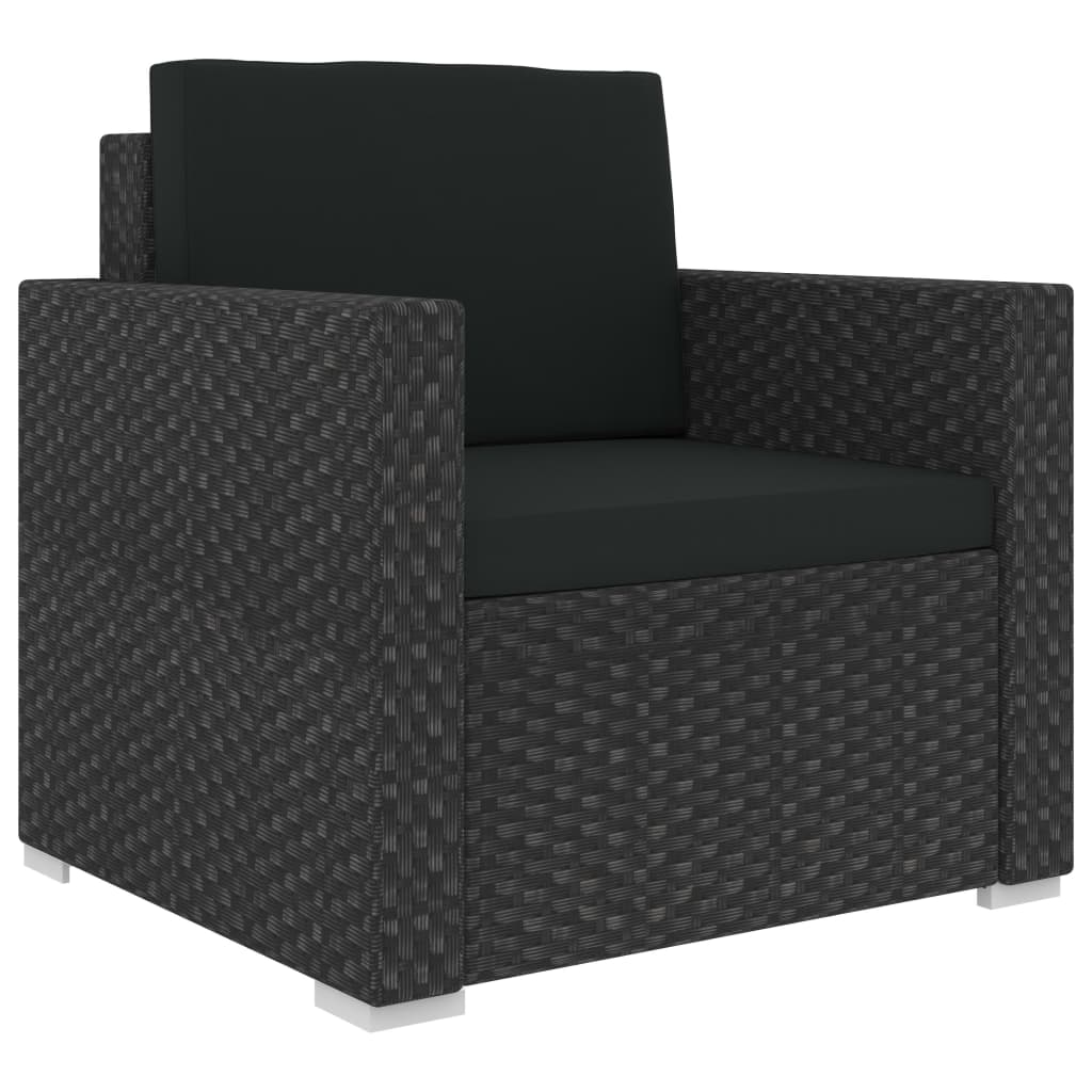 Haveloungesæt 12 Dele Med Hynder Polyrattan Sort