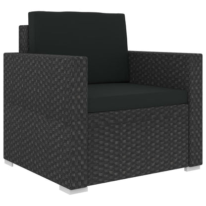 Haveloungesæt 12 Dele Med Hynder Polyrattan Sort