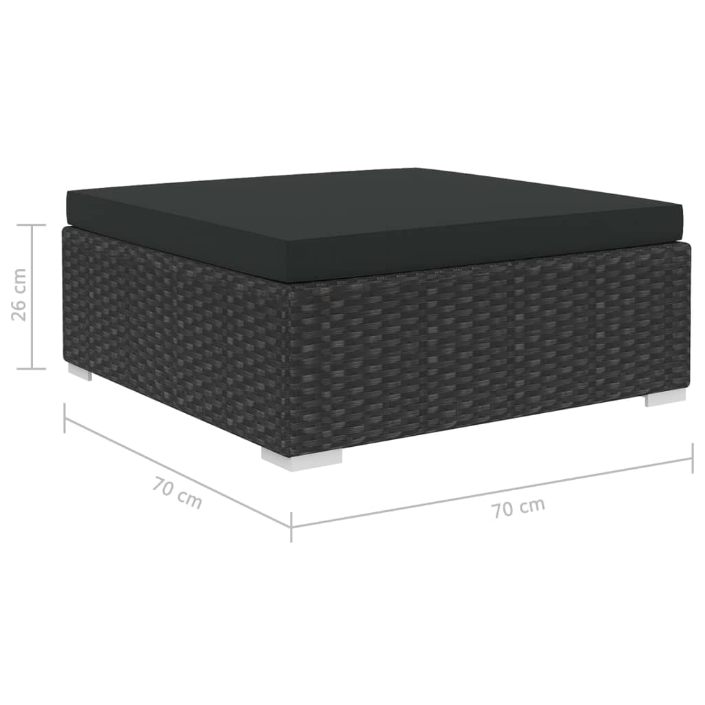 Haveloungesæt 12 Dele Med Hynder Polyrattan Sort