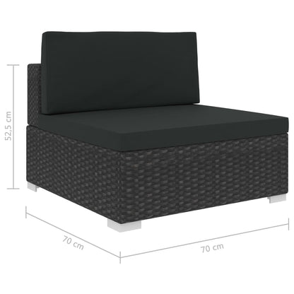 Haveloungesæt 12 Dele Med Hynder Polyrattan Sort