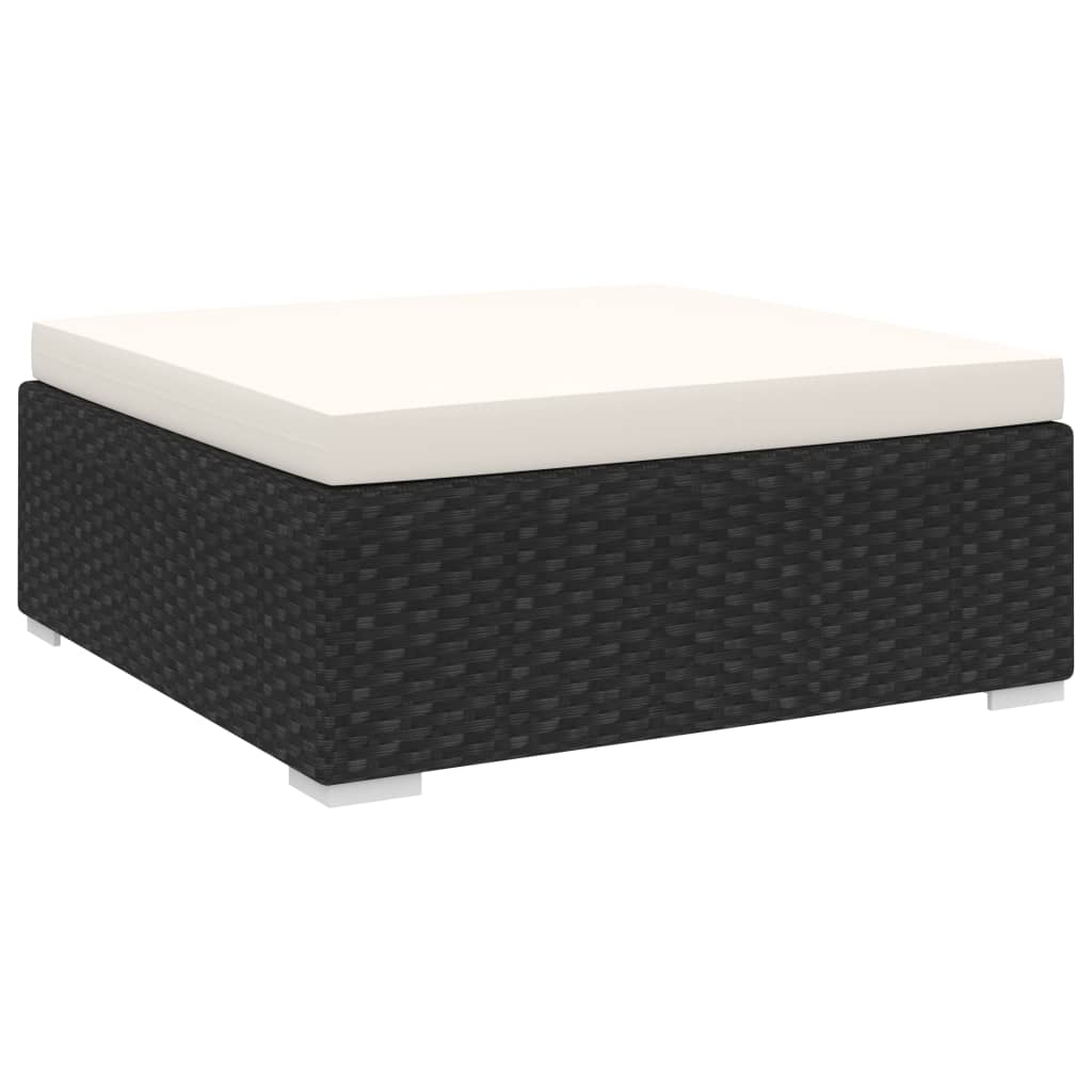 Fodskammel Til Sofa1 Stk. Med Hynde Polyrattan Sort - Hovedbillede