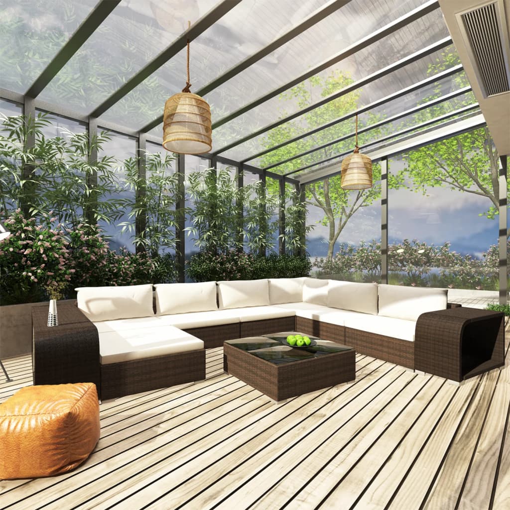 Loungesæt Til Haven 10 Dele Med Hynder Polyrattan