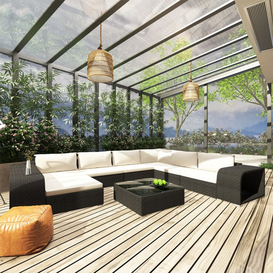 Loungesæt Til Haven 10 Dele Med Hynder Polyrattan