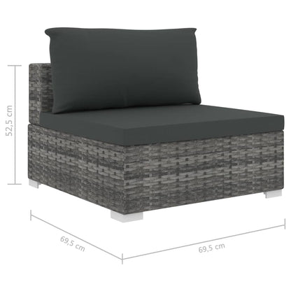 Haveloungesæt 11 Dele Med Hynder Polyrattan Sort