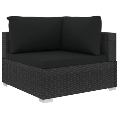 Haveloungesæt 11 Dele Med Hynder Polyrattan Sort