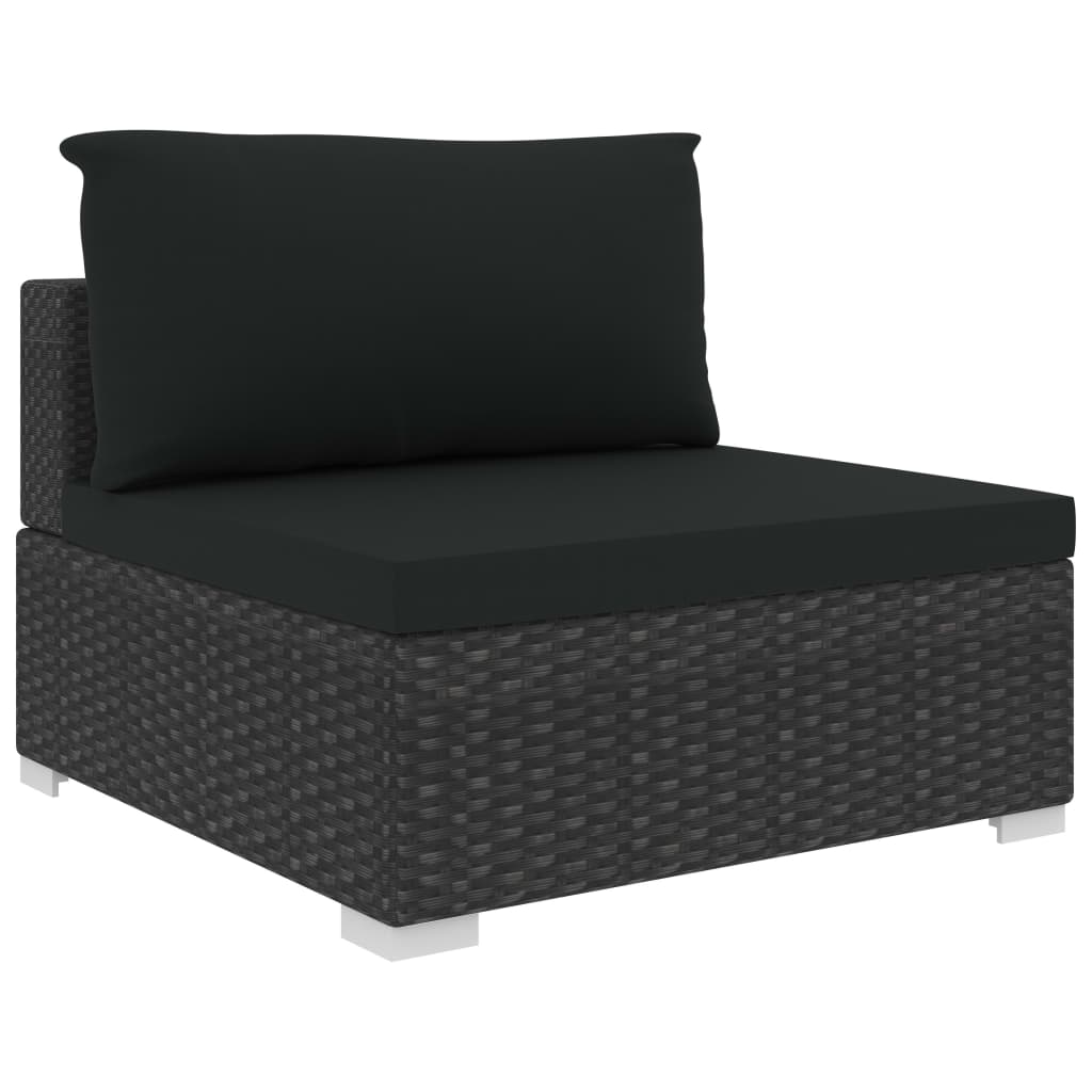 Haveloungesæt 11 Dele Med Hynder Polyrattan Sort