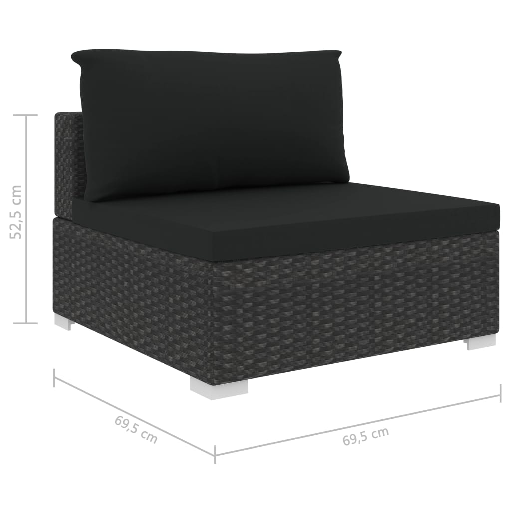 Haveloungesæt 11 Dele Med Hynder Polyrattan Sort