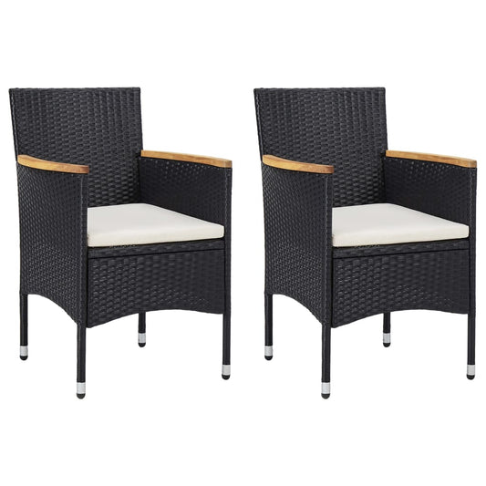 Spisebordsstole Til Haven 2 Stk. Polyrattan Sort