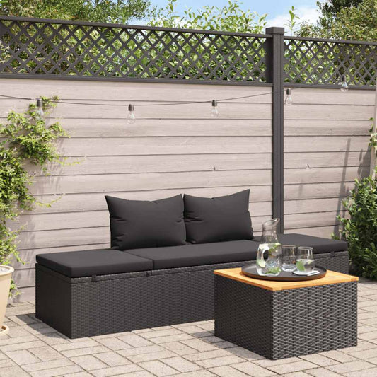 Solseng Med Hynder Polyrattan Sort