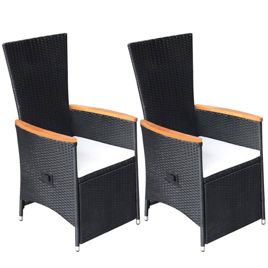 Havelænestole 2 Stk. Med Hynder Polyrattan Sort