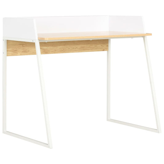 Skrivebord 90X60X88 Cm Hvid Og Egetræsfarvet