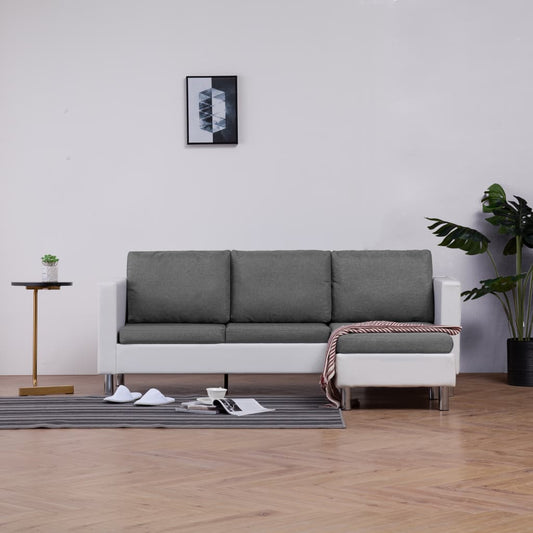 3-Personers Sofa Med Hynder Kunstlæder Hvid