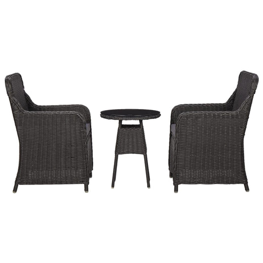 Bistrosæt 3 Dele Med Hynder Polyrattan Sort