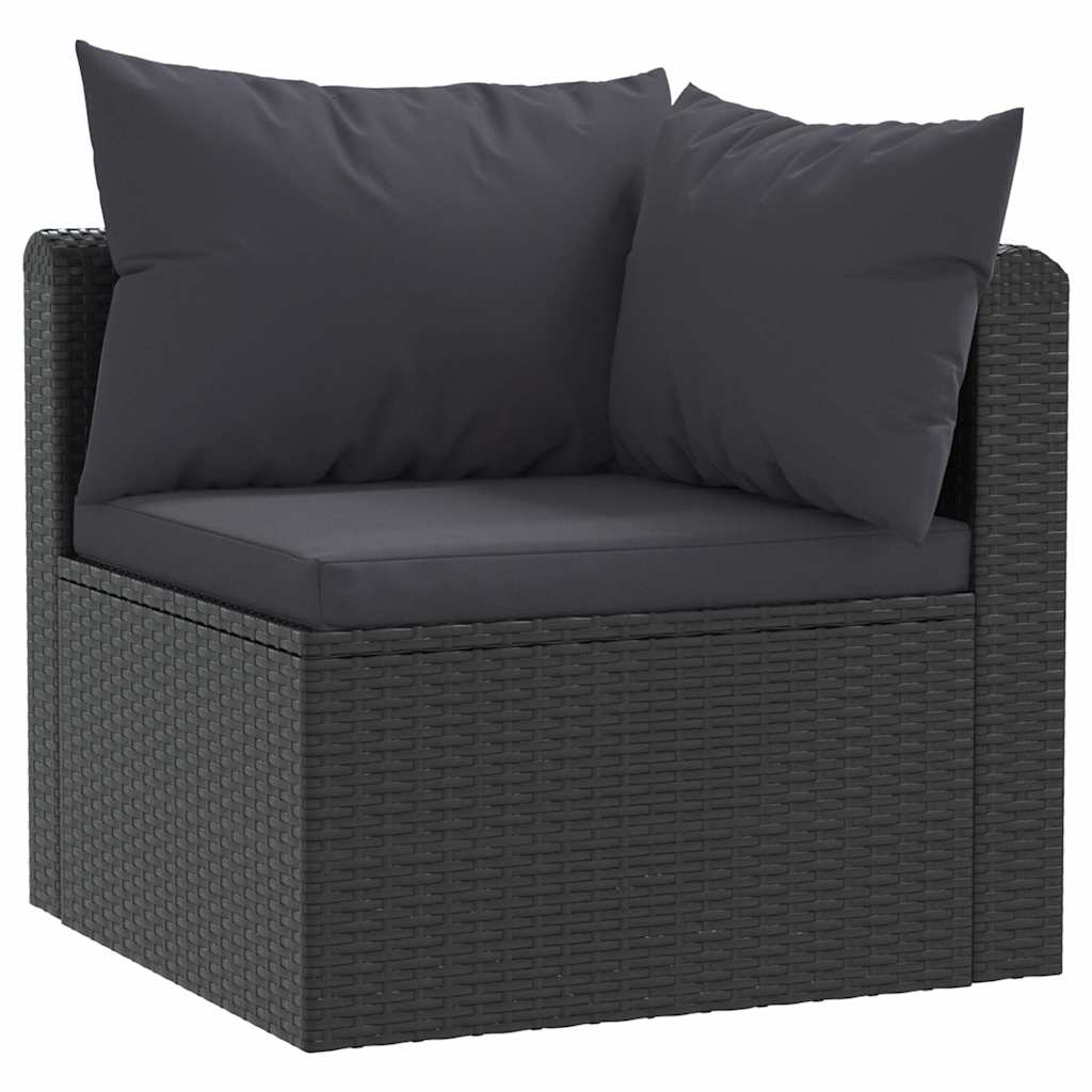 Haveloungesæt 7 Dele Med Hynder Polyrattan Sort - Billede 3