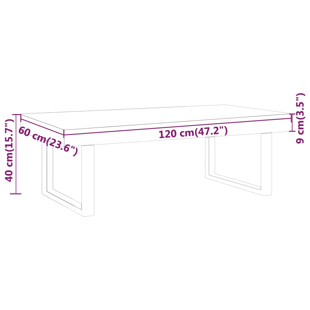 Sofabord 120X60X40 Cm Mdf Og Jern Og Sort