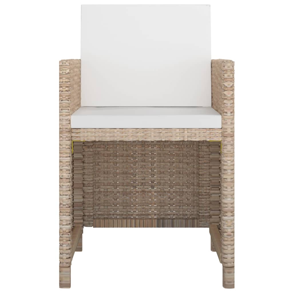 Udendørs Spisebordssæt 5 Dele Med Hynder Polyrattan Beige - Billede 4