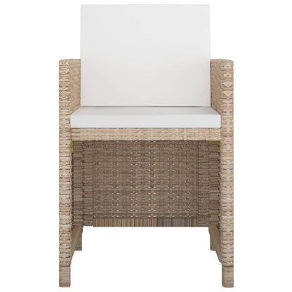 Udendørs Spisebordssæt 5 Dele Med Hynder Polyrattan Beige - Billede 4