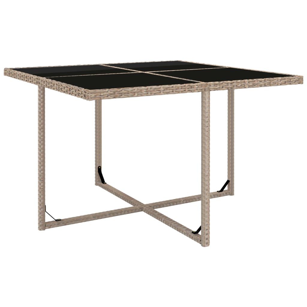 Udendørs Spisebordssæt 5 Dele Med Hynder Polyrattan Beige - Billede 5