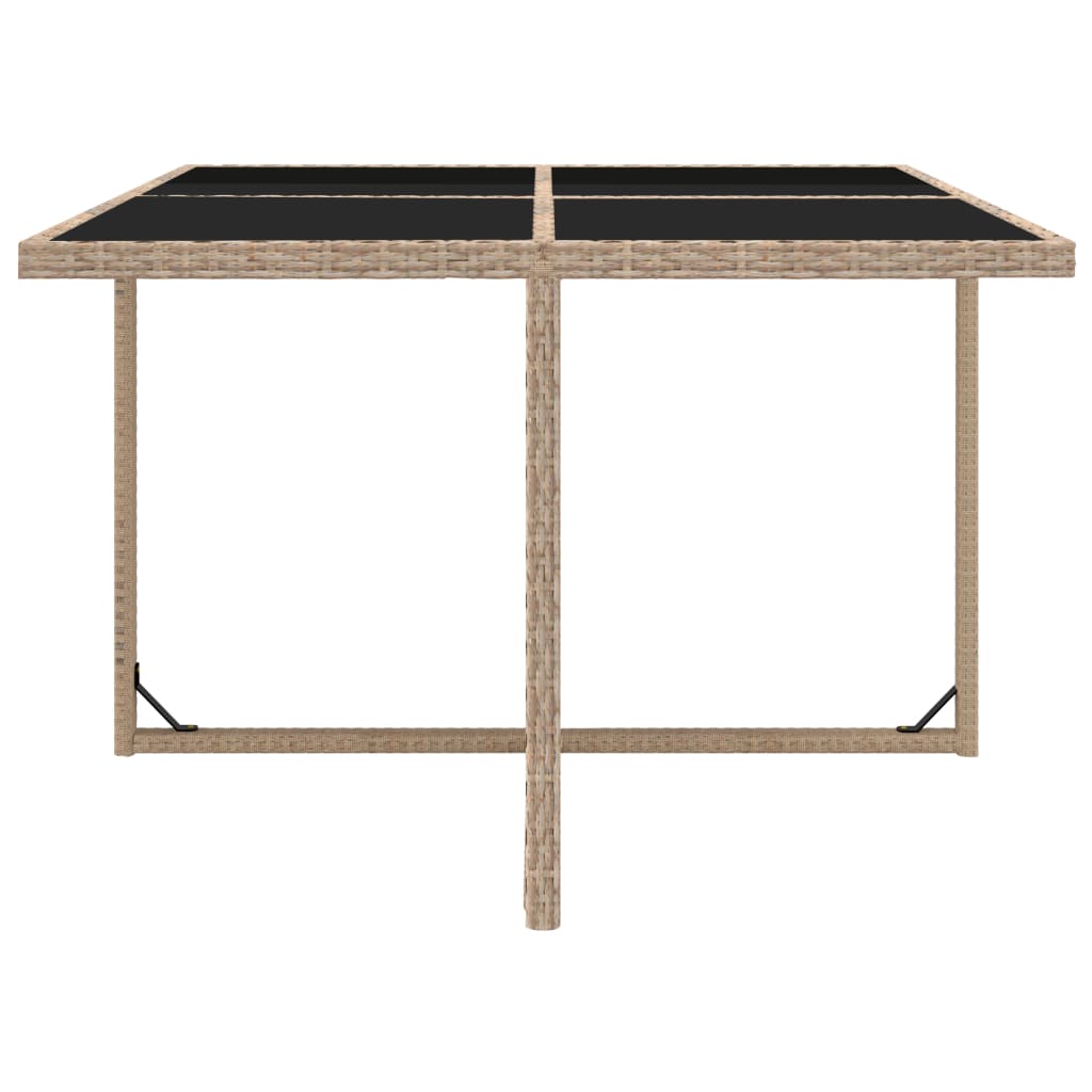 Udendørs Spisebordssæt 5 Dele Med Hynder Polyrattan Beige - Billede 6