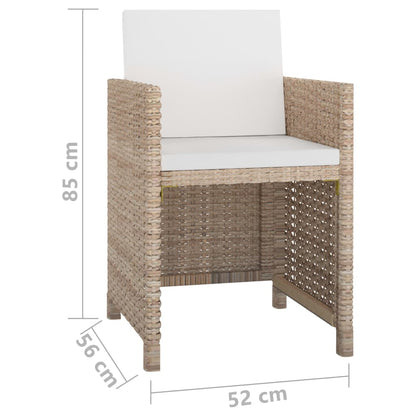 Udendørs Spisebordssæt 5 Dele Med Hynder Polyrattan Beige - Billede 7