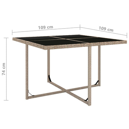 Udendørs Spisebordssæt 5 Dele Med Hynder Polyrattan Beige - Billede 8