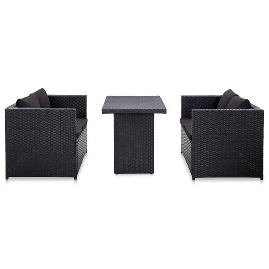 Haveloungesæt 3 Dele Med Hynder Polyrattan