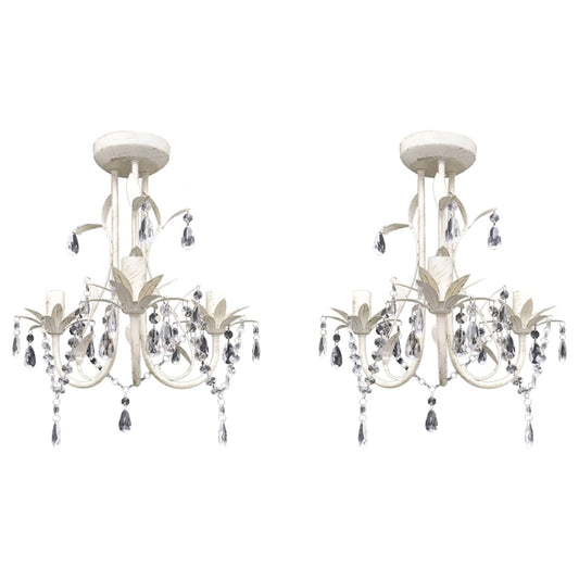 Krystallysekroner 2 Stk. Elegant Hvid