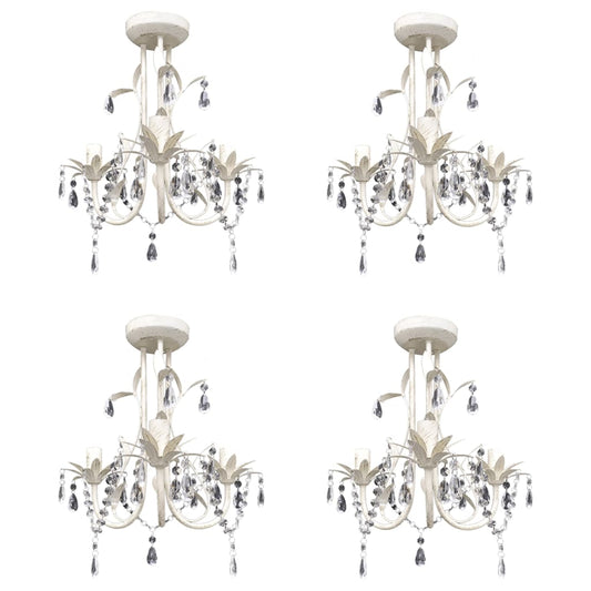 Krystallysekroner 4 Stk. Elegant Hvid