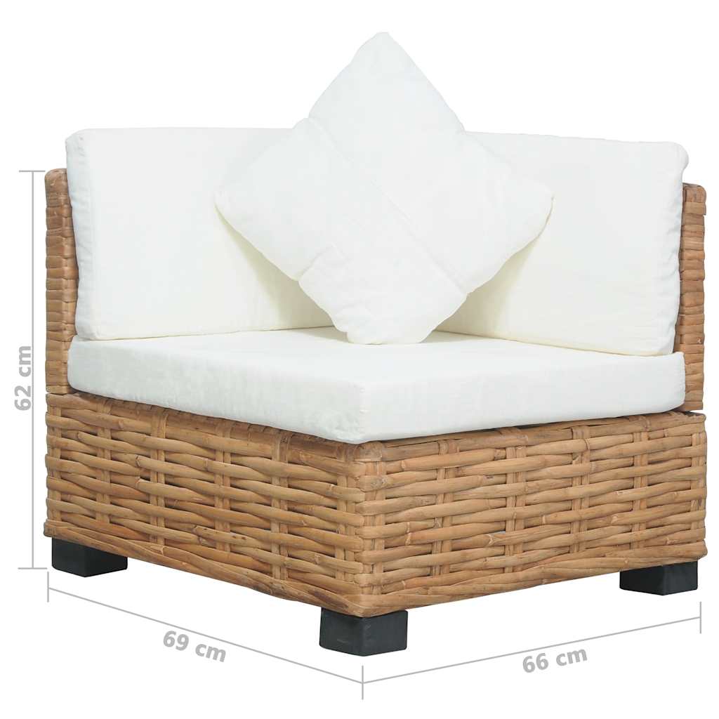 Hjørnesofa Med Hynder Naturlig Rattan