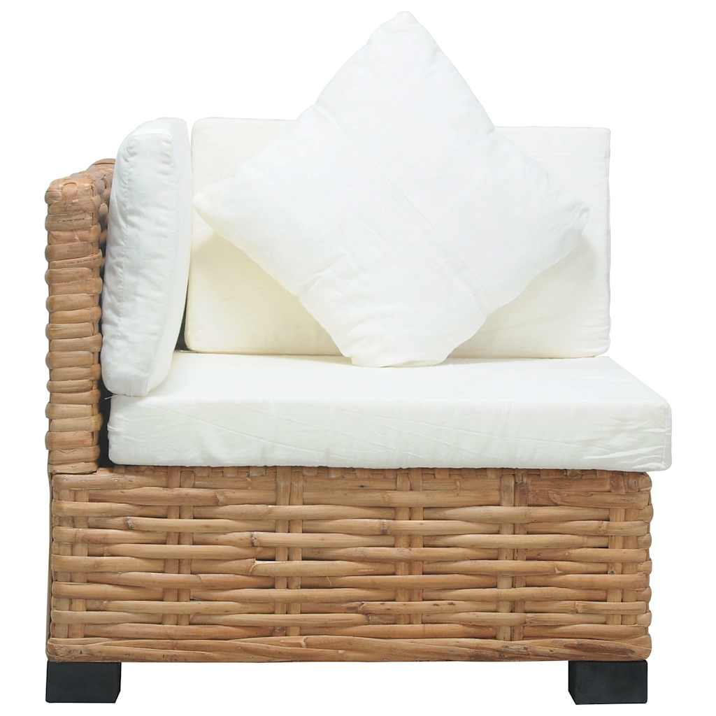 Hjørnesofa Med Hynder Naturlig Rattan