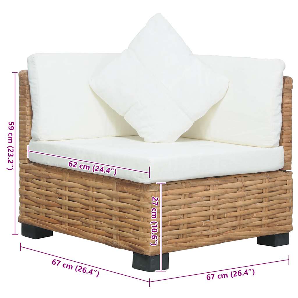 Hjørnesofa Med Hynder Naturlig Rattan