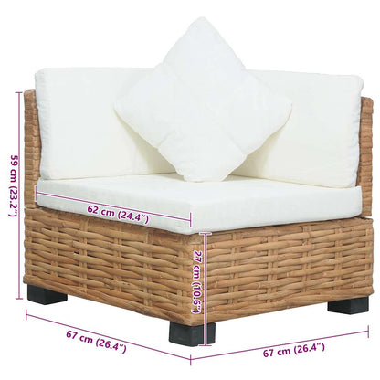Hjørnesofa Med Hynder Naturlig Rattan