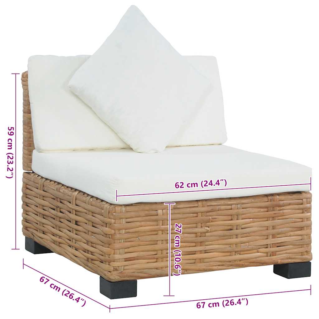 Sofa Uden Armlæn Med Hynder Naturlig Rattan