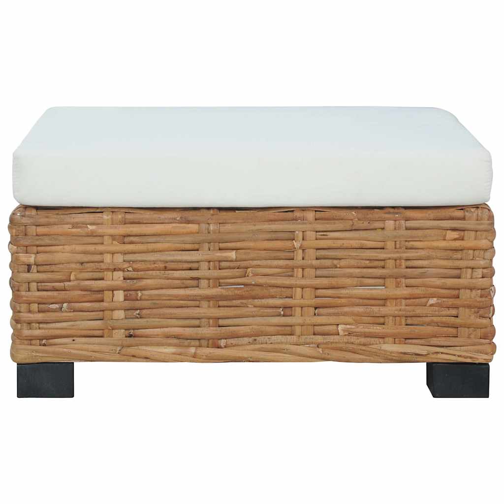 Fodskammel Med Hynde Naturlig Rattan