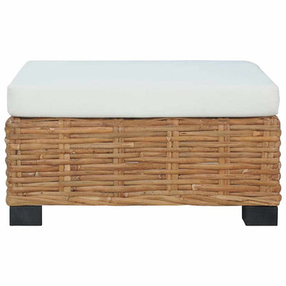 Fodskammel Med Hynde Naturlig Rattan